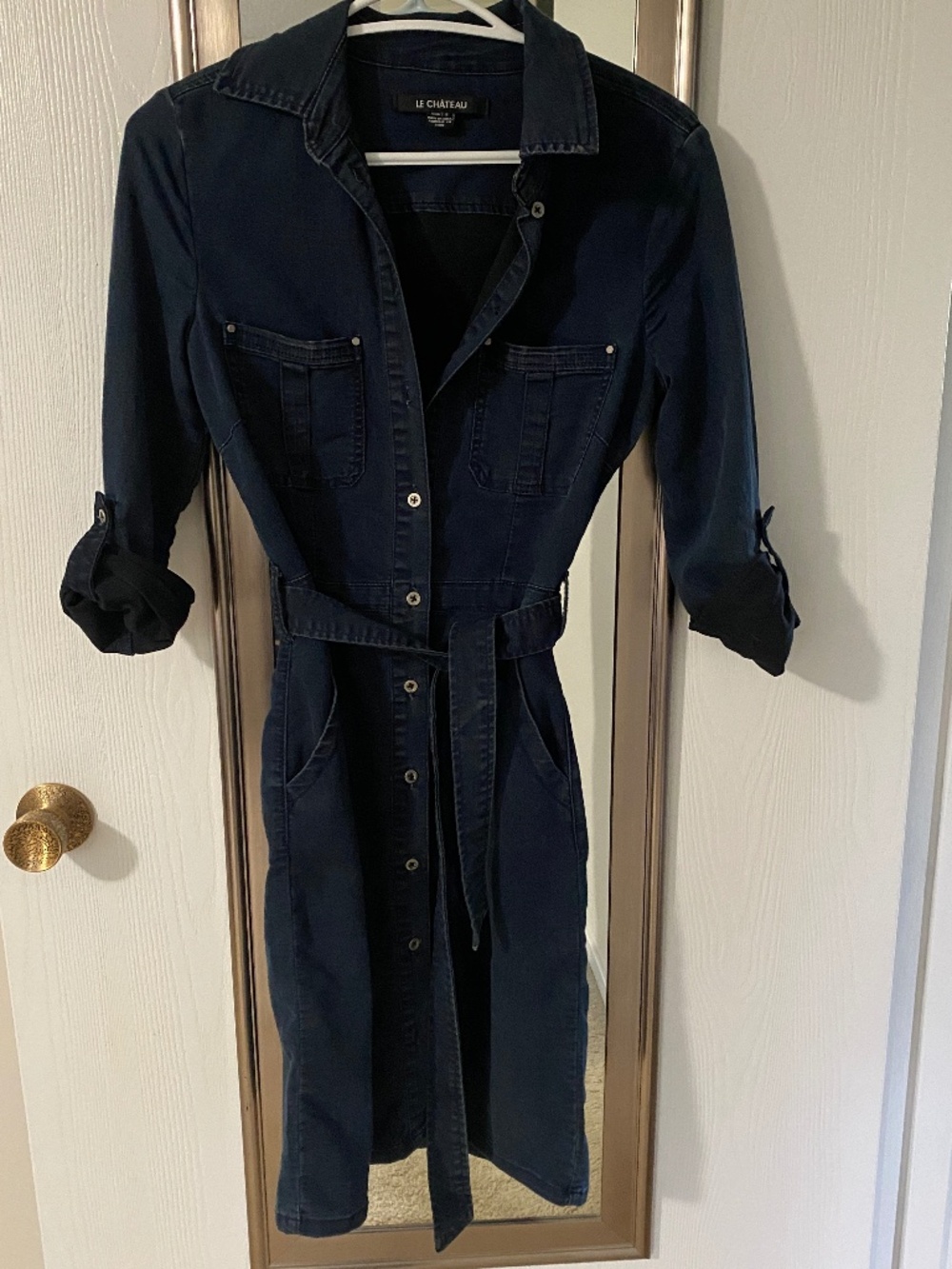 Le Chateau Dark Denim Dress *Missing button*